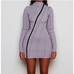 Bbx Brand NWT Crayon Dress Ribbed Long Sleeve Body Curving Mini Gray Size 8